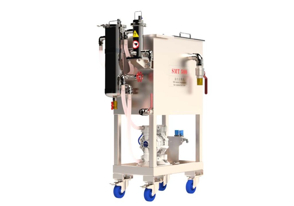 FRIESS SMT500V mobile coolant purification unit with castor base and filtration components